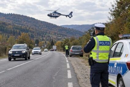 Traficul rutier, monitorizat din elicopter, în Caraș-Severin